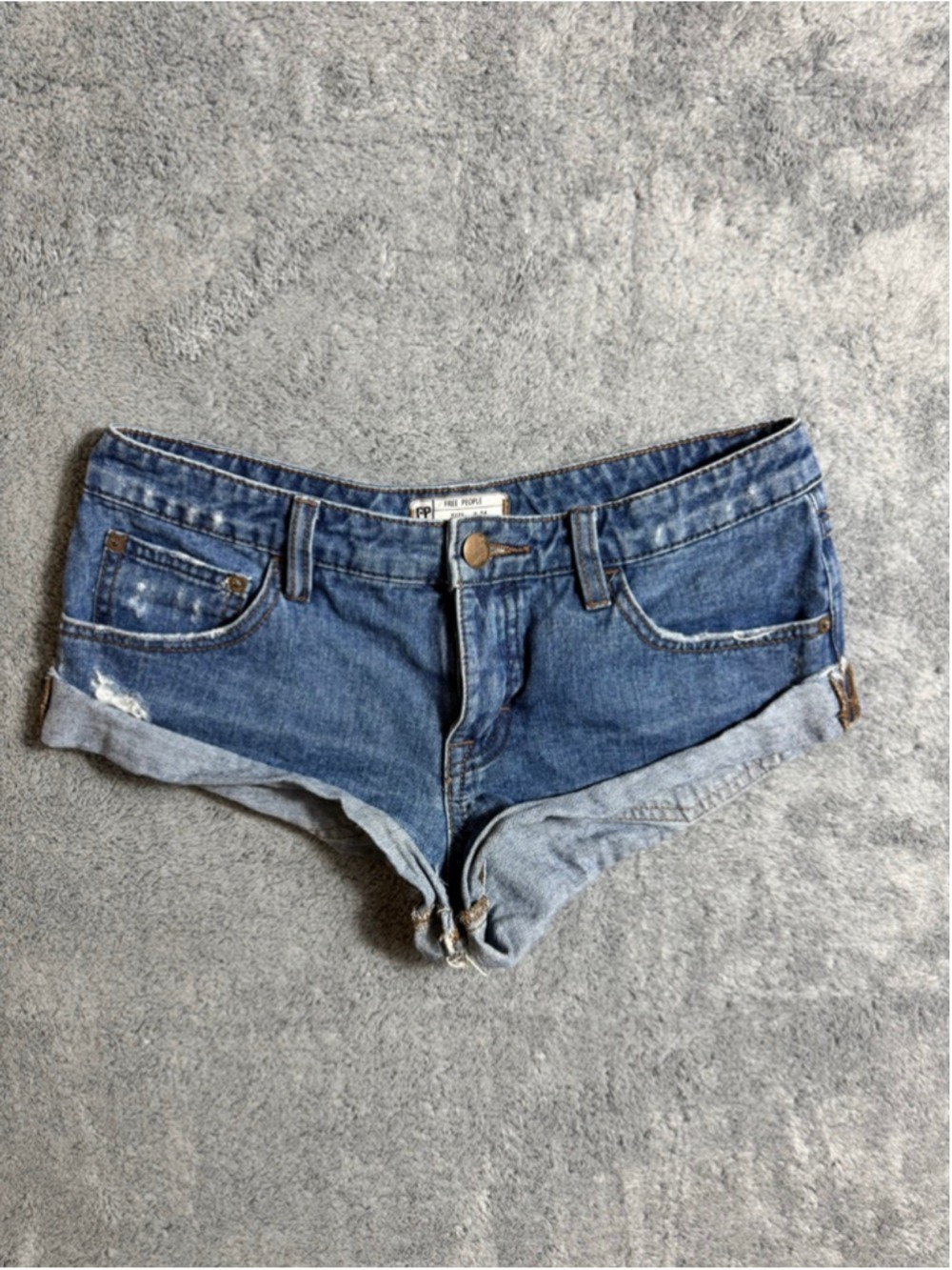 Free People Denim Cut Off Shorts Women's Cuff Hem Distressed Size 24